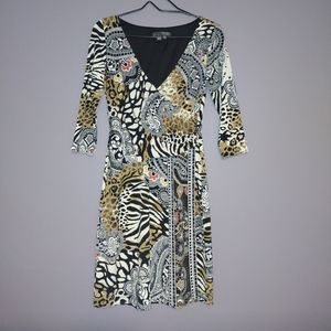 Muse for Boston Proper 3/4 Sleeve Mini Animal Print Dress size 6